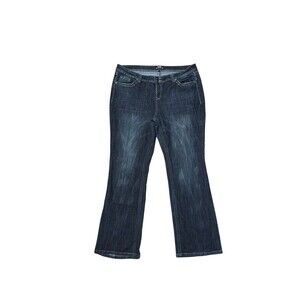 Karma Blue Women’s Jeans Size 22 Dark Wash Stretch Bootcut Contrast Stitch Denim